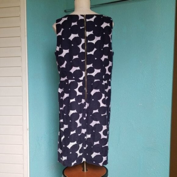 Loft Dress Ann Taylor Navy Circle Sleeveless Women's Woman's Size 14 - Picture 3 of 8